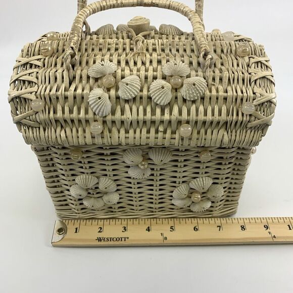 Ritter Basket Purse "It’s In The Bag" Box Top Flap Open Toggle Sea Shells White - Picture 14 of 16